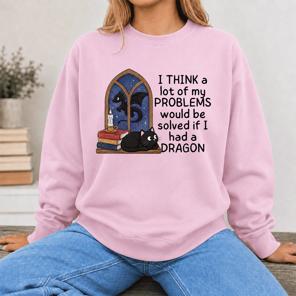 If I Could Have A Dragon Crewneck Sweatshirt | Reader Gift Light Pink