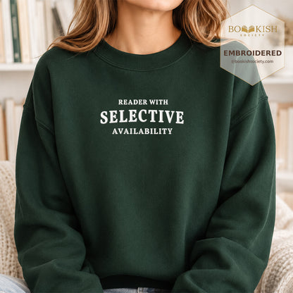 Reader With Selective Availability Embroidered Sweatshirt | Reader Gift Forest Green