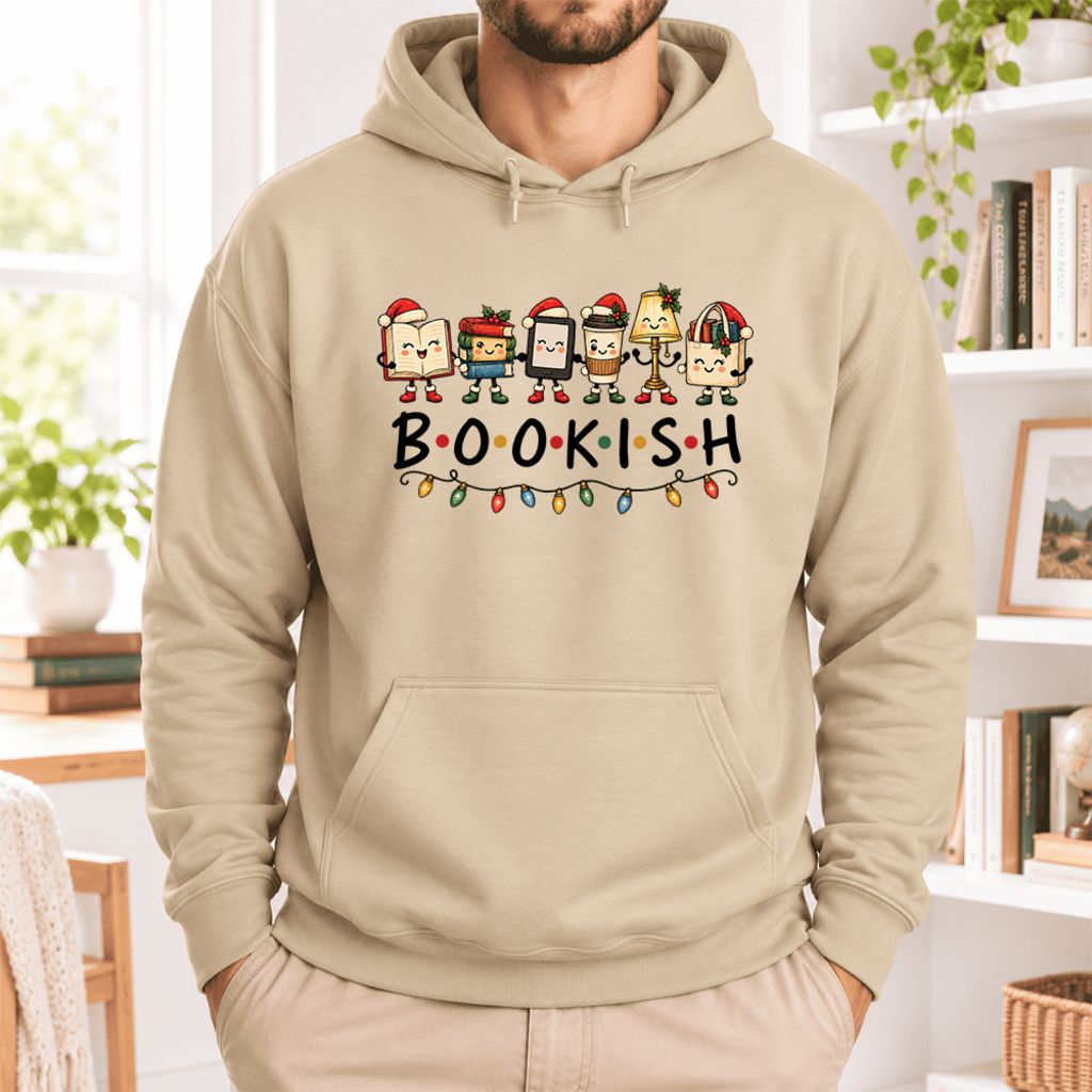 Christmas Bookish Things Softstyle Hoodie | Christmas Gift For Readers Sand