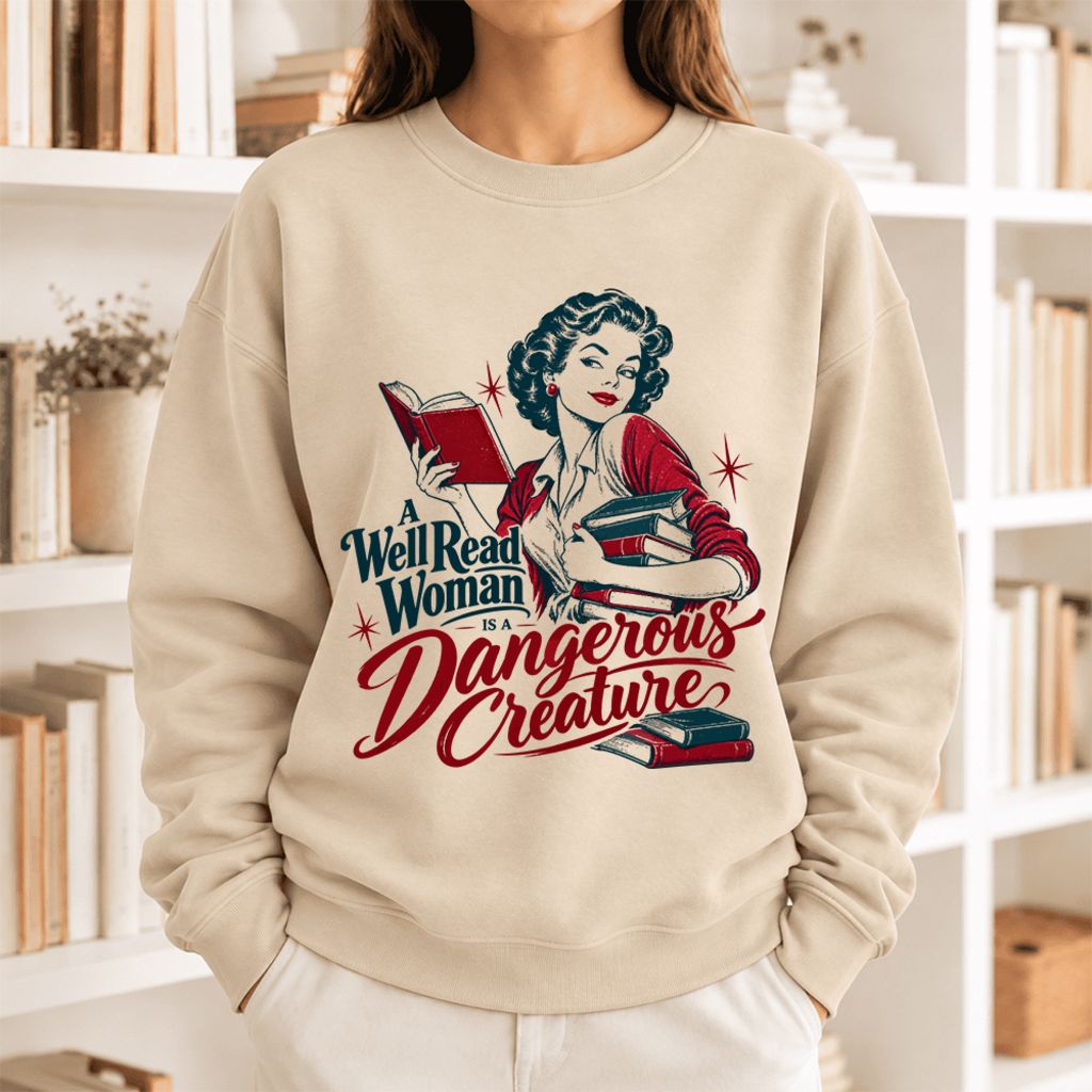 A Well Read Woman Is A Dangerous Creature Softstyle Sweatshirt | Reader Gift Sand