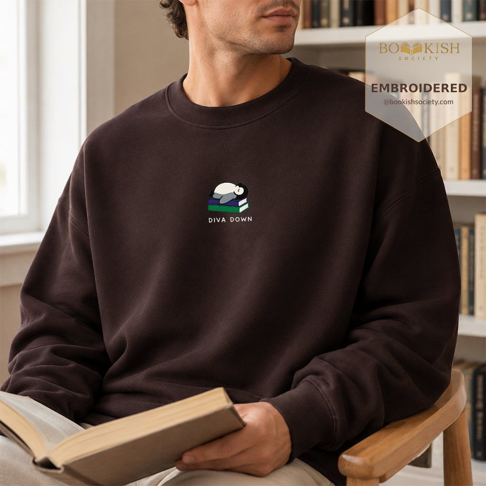 Diva Down Penguin Embroidered Sweatshirt | Reader Gift Dark Chocolate