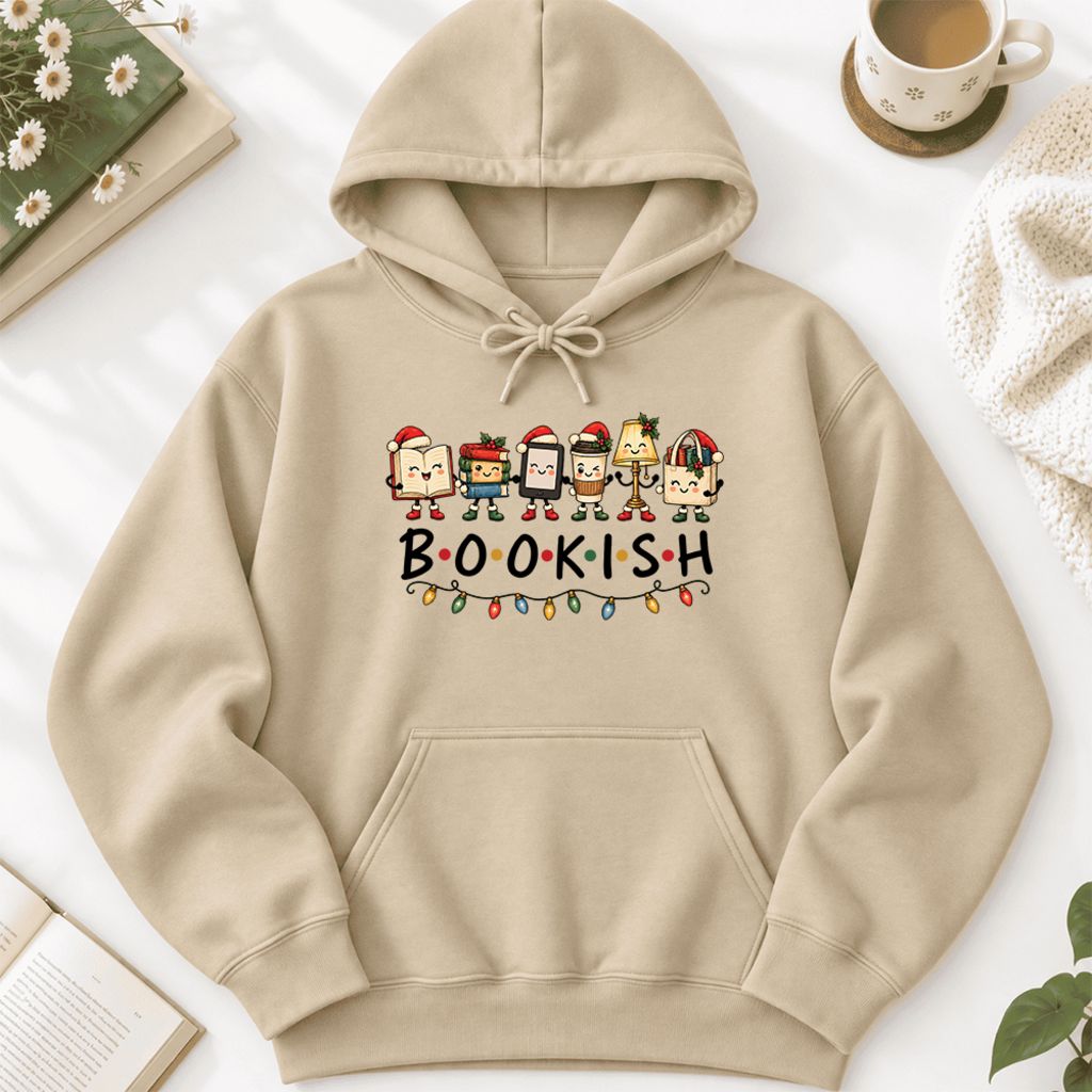 Christmas Bookish Things Softstyle Hoodie | Christmas Gift For Readers Sand