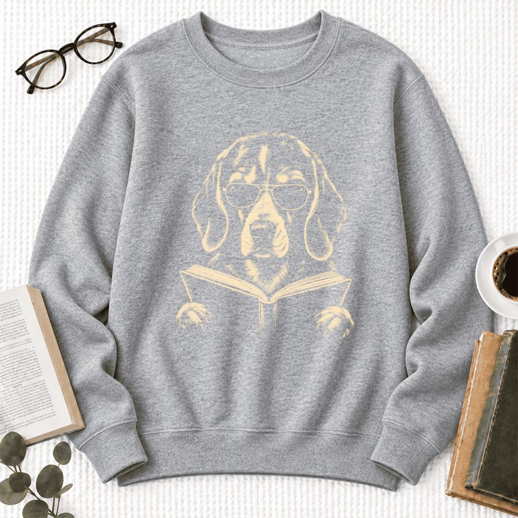 Beagle Reading Book Softstyle Sweatshirt | Dog Mom Reader Gift Sport Grey