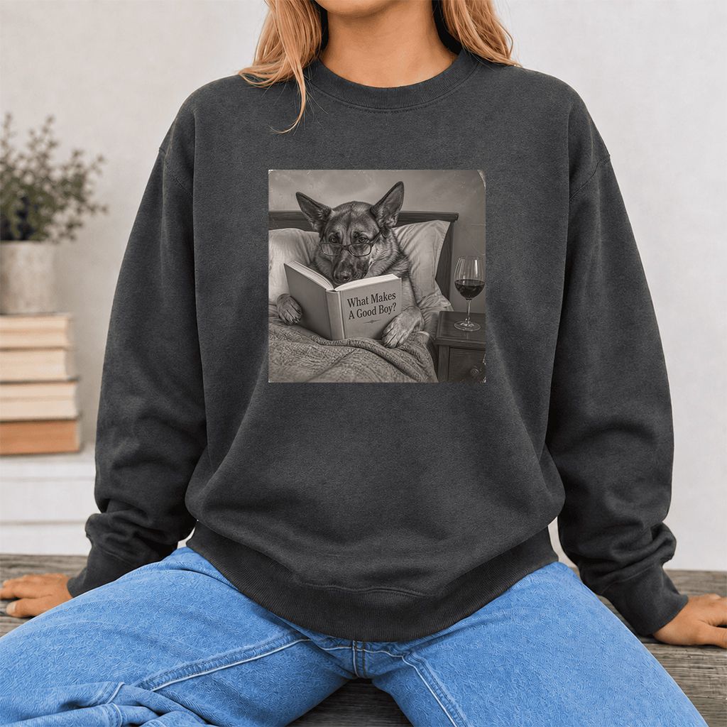 What Makes A Good Boy Crewneck Sweatshirt | Dog Lover Reader Gift Dark Heather