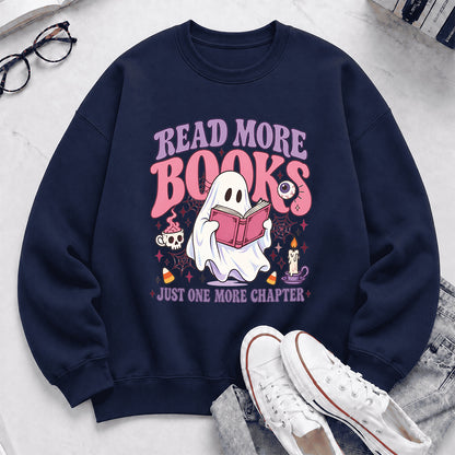 Read More Books Printed Sweatshirt | Halloween Book Lover Gift Navy