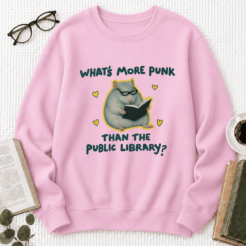 What's More Punk Crewneck Sweatshirt | Reader Gift Light Pink