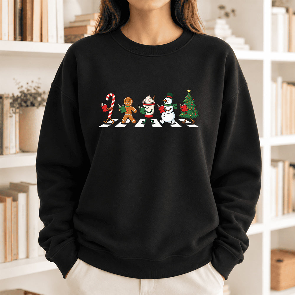 Christmas Reading Parade Softstyle Sweatshirt | Christmas Gift For Readers Black