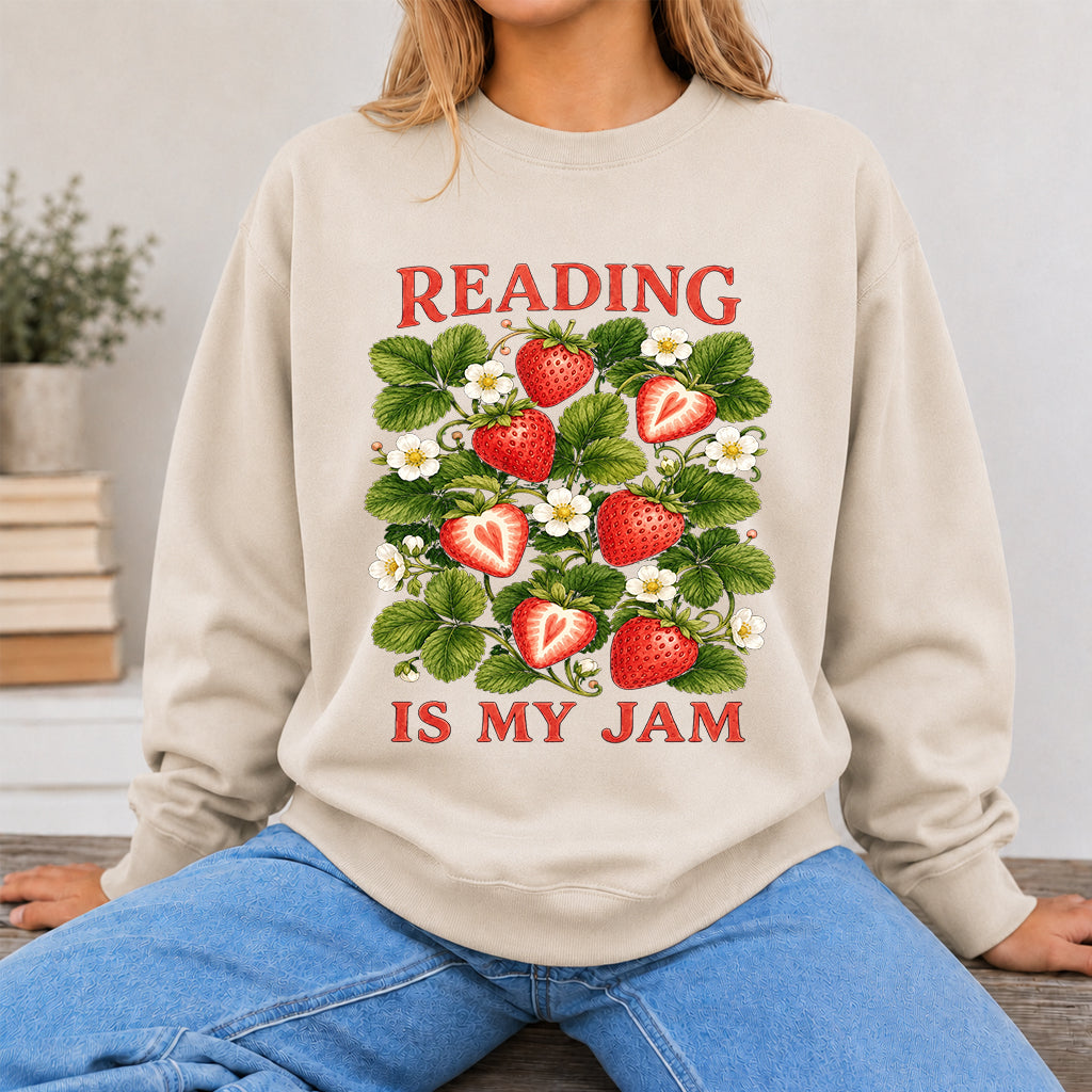 Reading Is My Jam Crewneck Sweatshirt | Reader Gift Sand