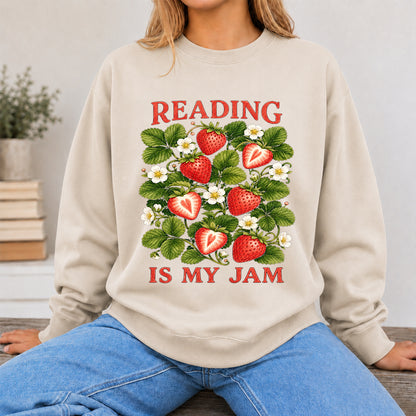 Reading Is My Jam Crewneck Sweatshirt | Reader Gift Sand