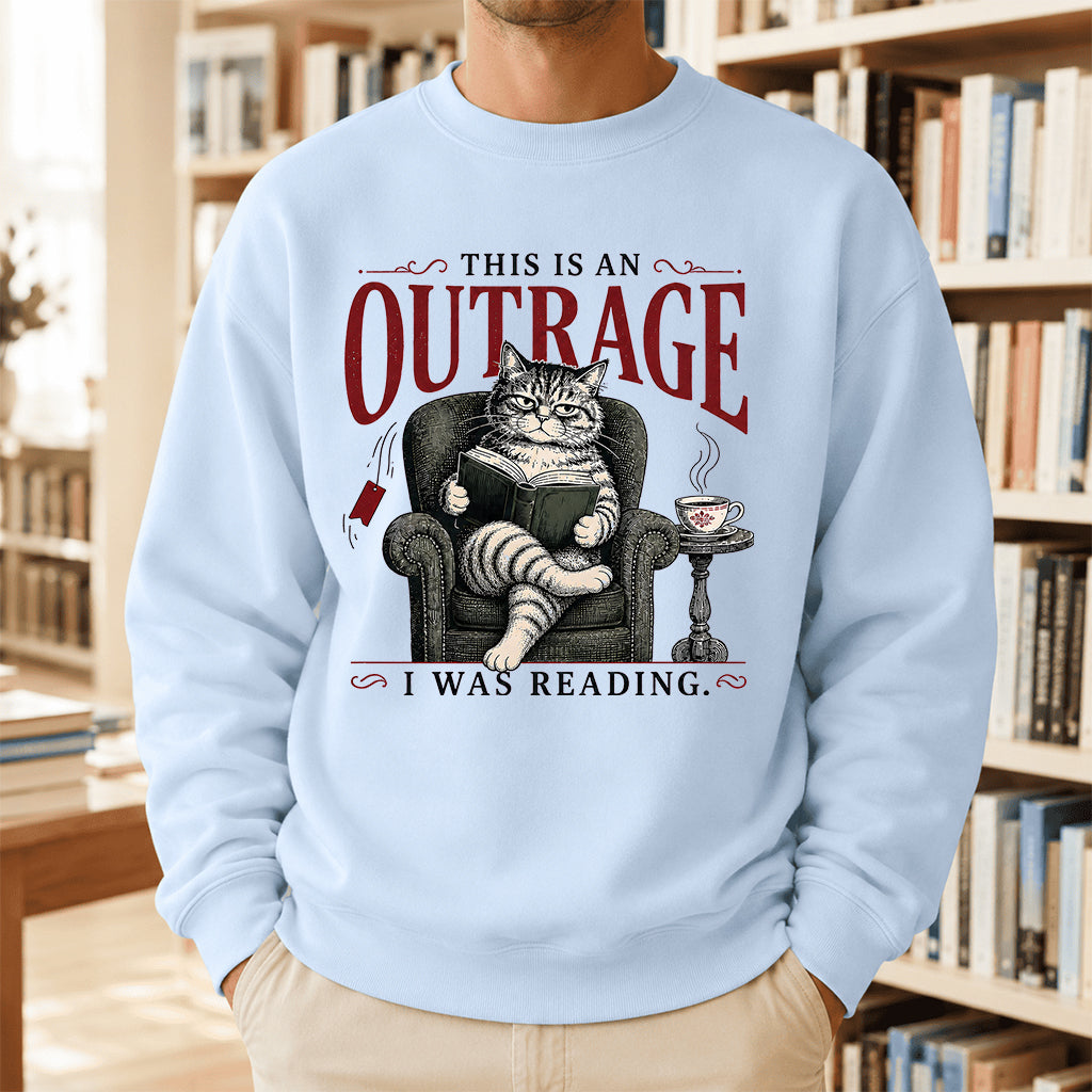 This Is An Outrage Crewneck Sweatshirt | Reader Gift Light Blue