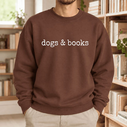 Dogs & Books Softstyle Sweatshirt | Dog Lover & Reader Gift Cocoa