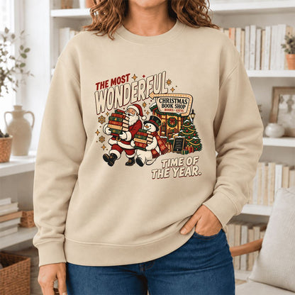 The Most Wonderful Time Softstyle Sweatshirt | Christmas Reader Gift Sand