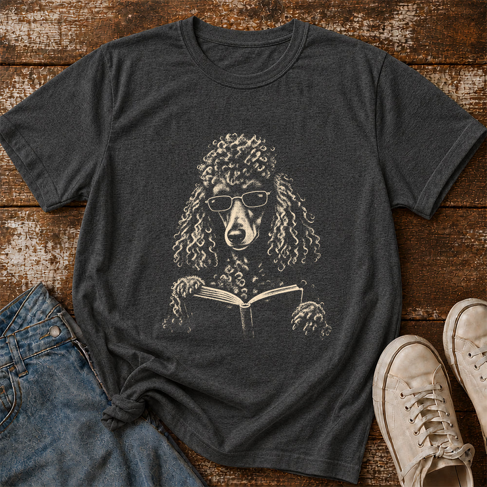 Poodle Reading Book Softstyle T-Shirt | Book Lover Gift Dark Heather