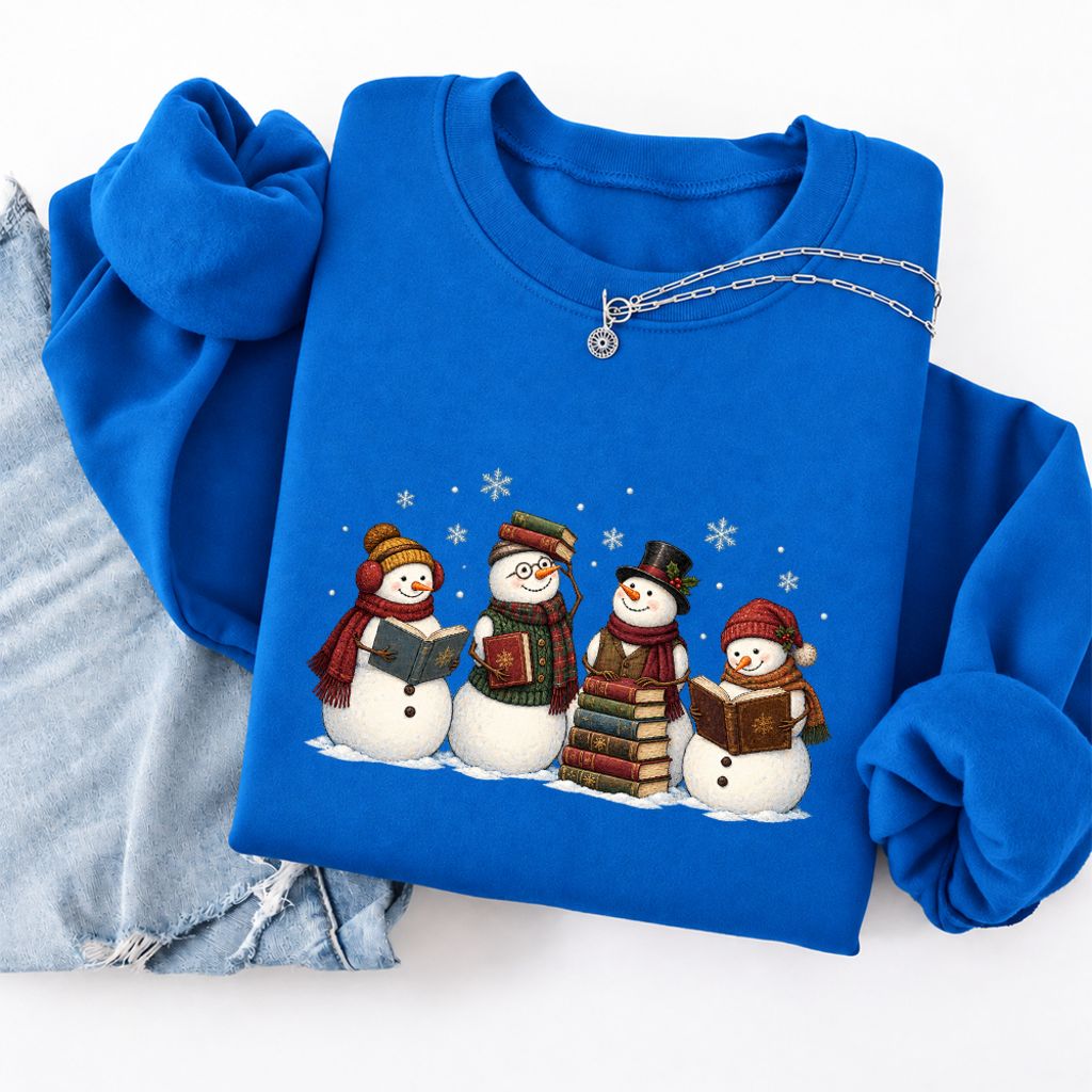 Bookish Snowman Club Softstyle Sweatshirt | Christmas Book Lover Gift Royal