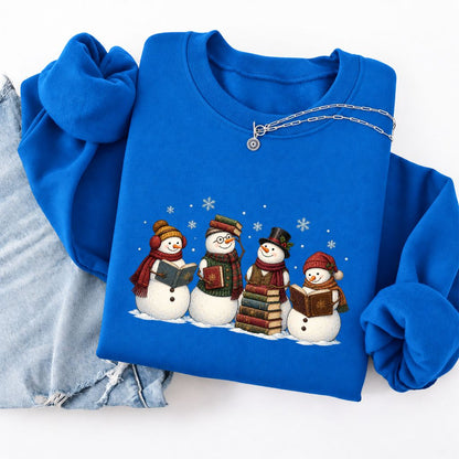 Bookish Snowman Club Softstyle Sweatshirt | Christmas Book Lover Gift Royal