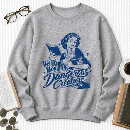 A Well Read Woman Is A Dangerous Creature Softstyle Sweatshirt | Feminist Gift Sport Grey