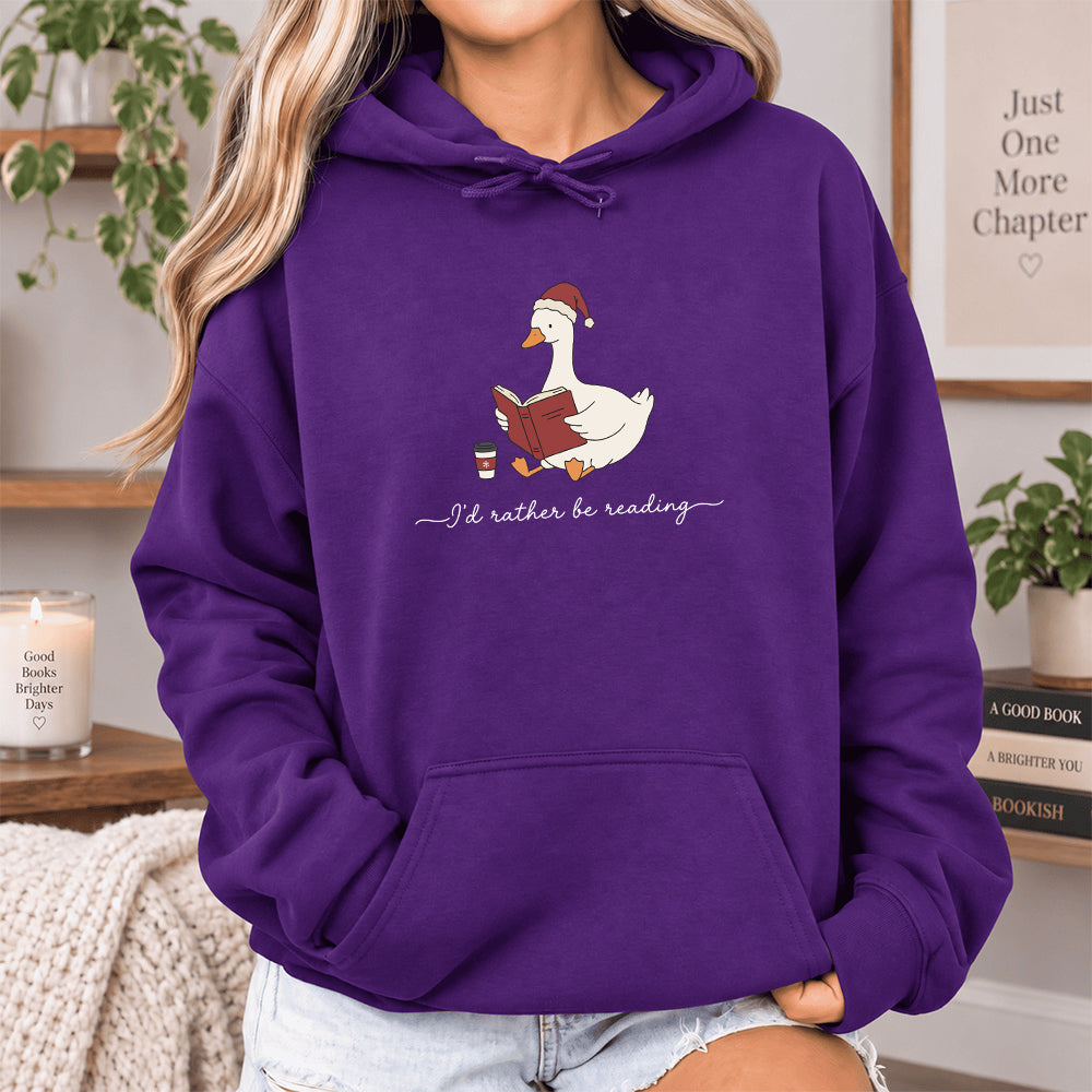 I'd Rather Be Reading Softstyle Hoodie | Christmas Book Lover Gift Purple