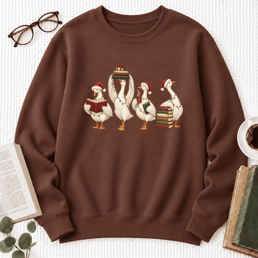 Christmas Reading Ducks Softstyle Sweatshirt | Christmas Book Lover Gift Cocoa