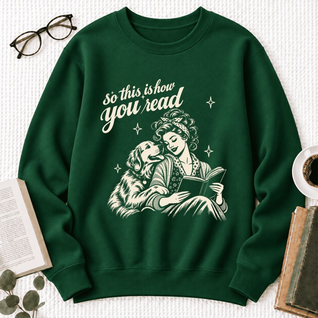 How You Read Golden Retriever Softstyle Sweatshirt | Dog Mom Reader Gift Forest Green