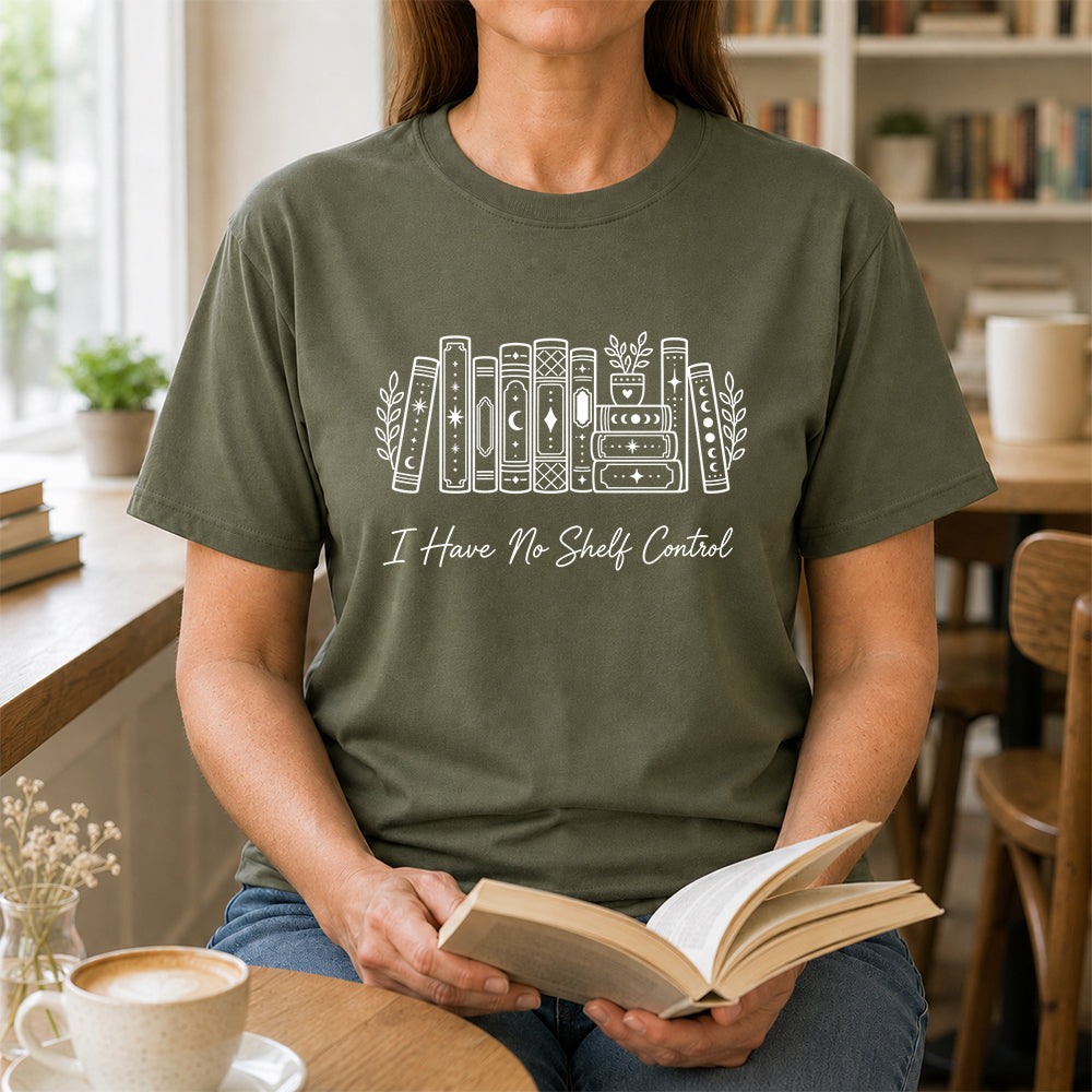 I Have No Shelf Control Softstyle T-Shirt | Book Lover Gift Military Green