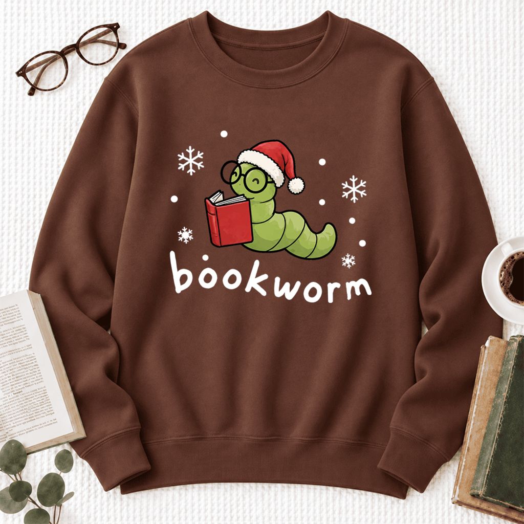 Christmas Bookworm Softstyle Sweatshirt | Christmas Book Lover Gift Cocoa