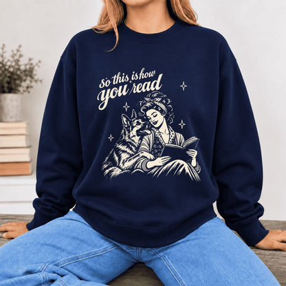 How You Read German Shepherd Softstyle Sweatshirt | Cozy Dog Mom Reader Gift Navy