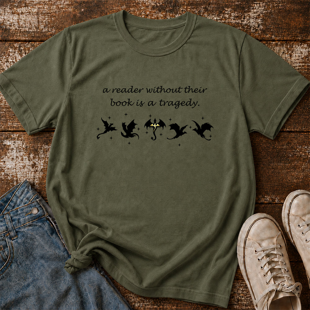 A Reader Without Their Book Softstyle T-Shirt | Book Lover Gift Military Green