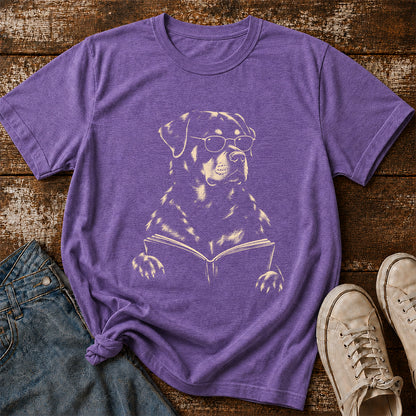 Rottweiler Reading Book Softstyle T-Shirt | Book Lover Gift Dark Heather