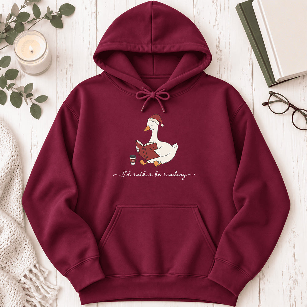 I'd Rather Be Reading Softstyle Hoodie | Christmas Book Lover Gift Maroon