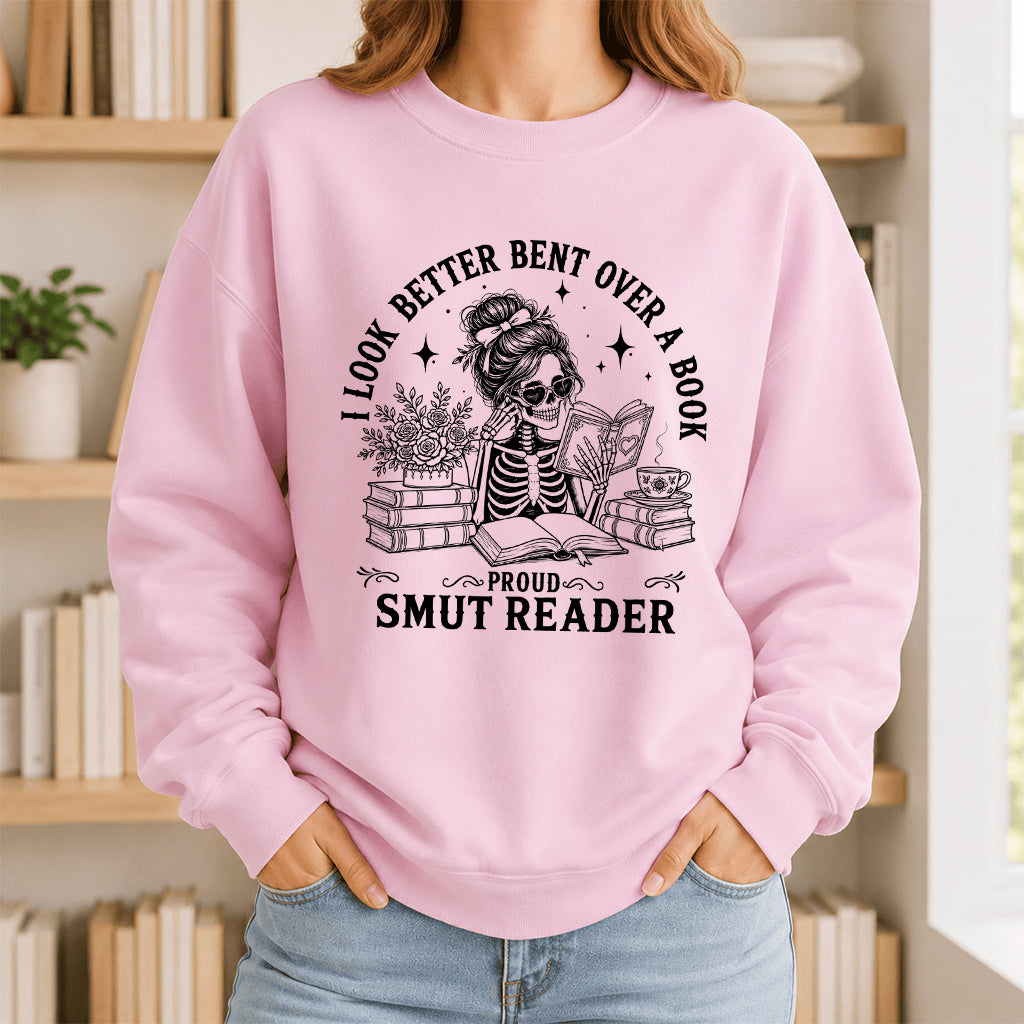I Look Better Bend Over A Book Crewneck Sweatshirt | Reader Gift Light Pink