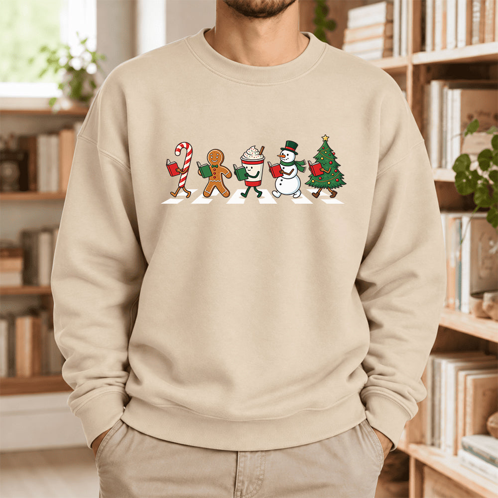 Christmas Reading Parade Softstyle Sweatshirt | Christmas Gift For Readers Sand