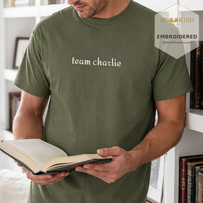 Embroidered Team Charlie Comfort Color® T-shirt Book Lover Gift Hemp