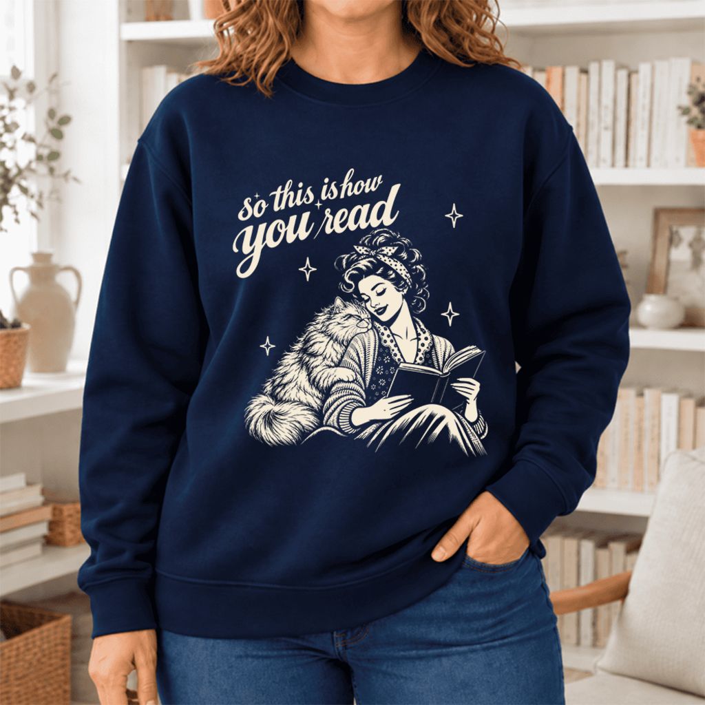 How You Read Persian Softstyle Sweatshirt | Cozy Cat & Book Lover Gift Navy