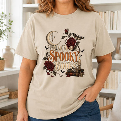 Read More Spooky Books Printed T-Shirt | Halloween Book Lover Gift Sand