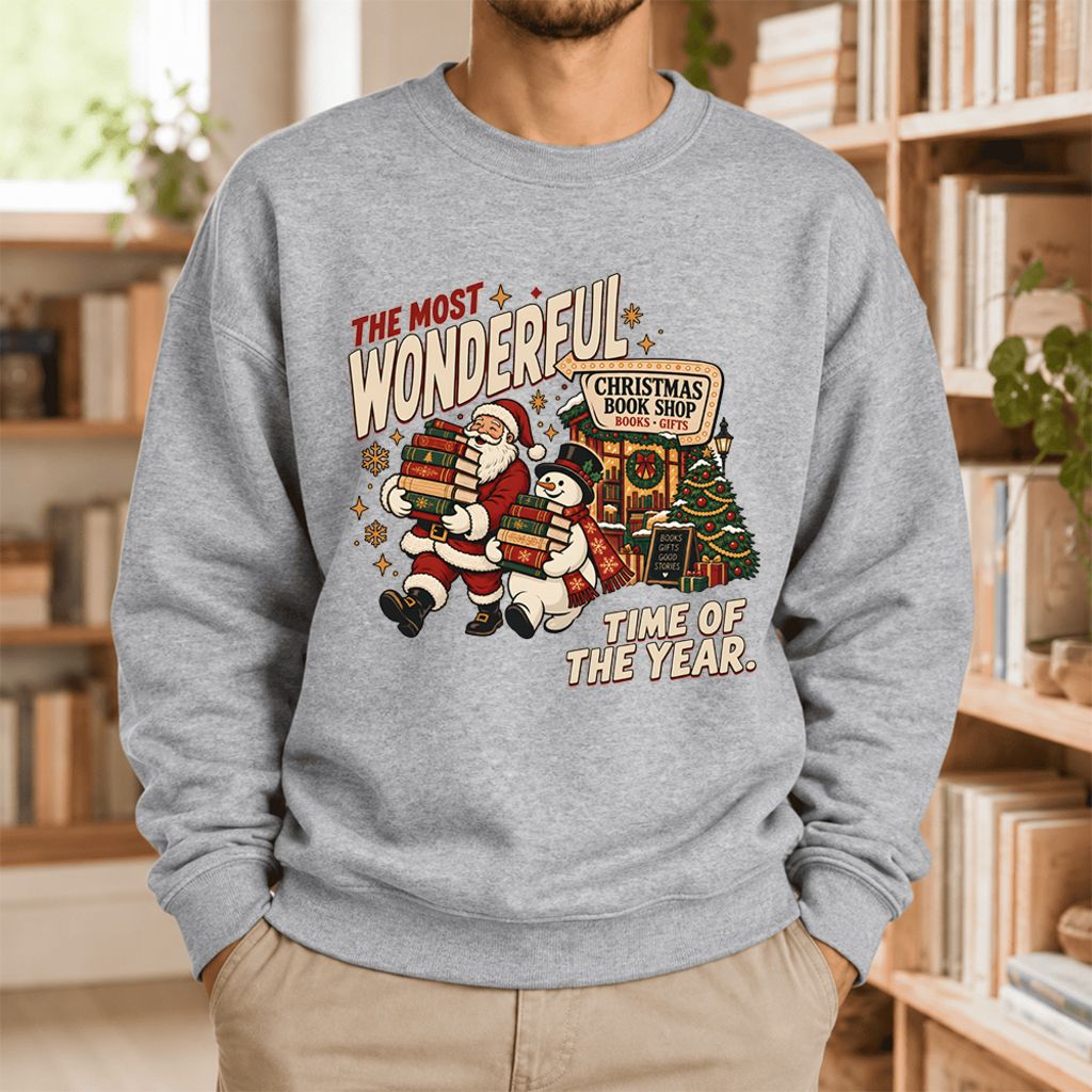 The Most Wonderful Time Softstyle Sweatshirt | Christmas Reader Gift Sport Grey