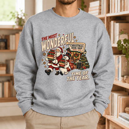 The Most Wonderful Time Softstyle Sweatshirt | Christmas Reader Gift Sport Grey