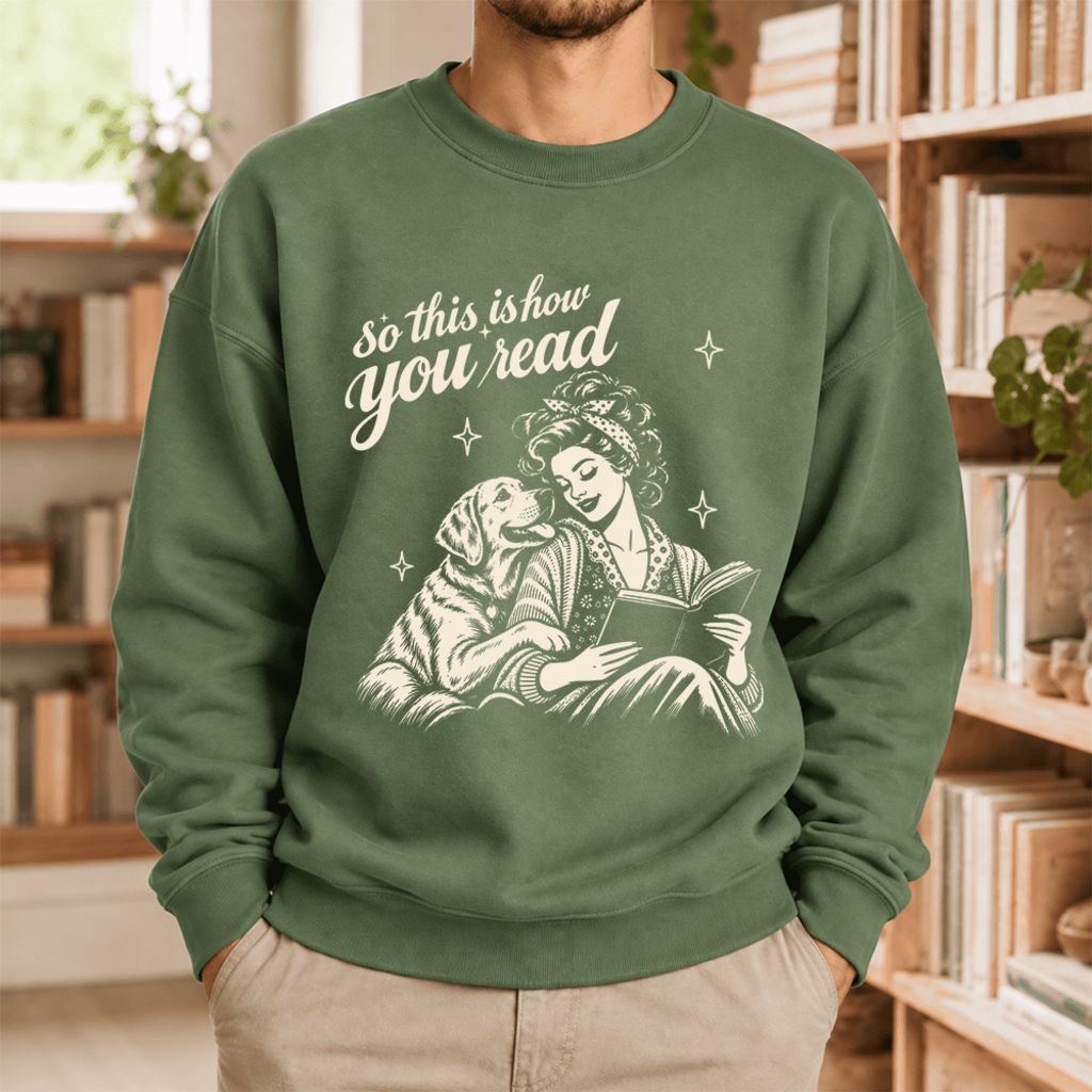 How You Read Labrador Retriever Softstyle Sweatshirt | Cozy Dog Mom Reader Gift Military Green