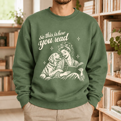 How You Read Labrador Retriever Softstyle Sweatshirt | Cozy Dog Mom Reader Gift Military Green