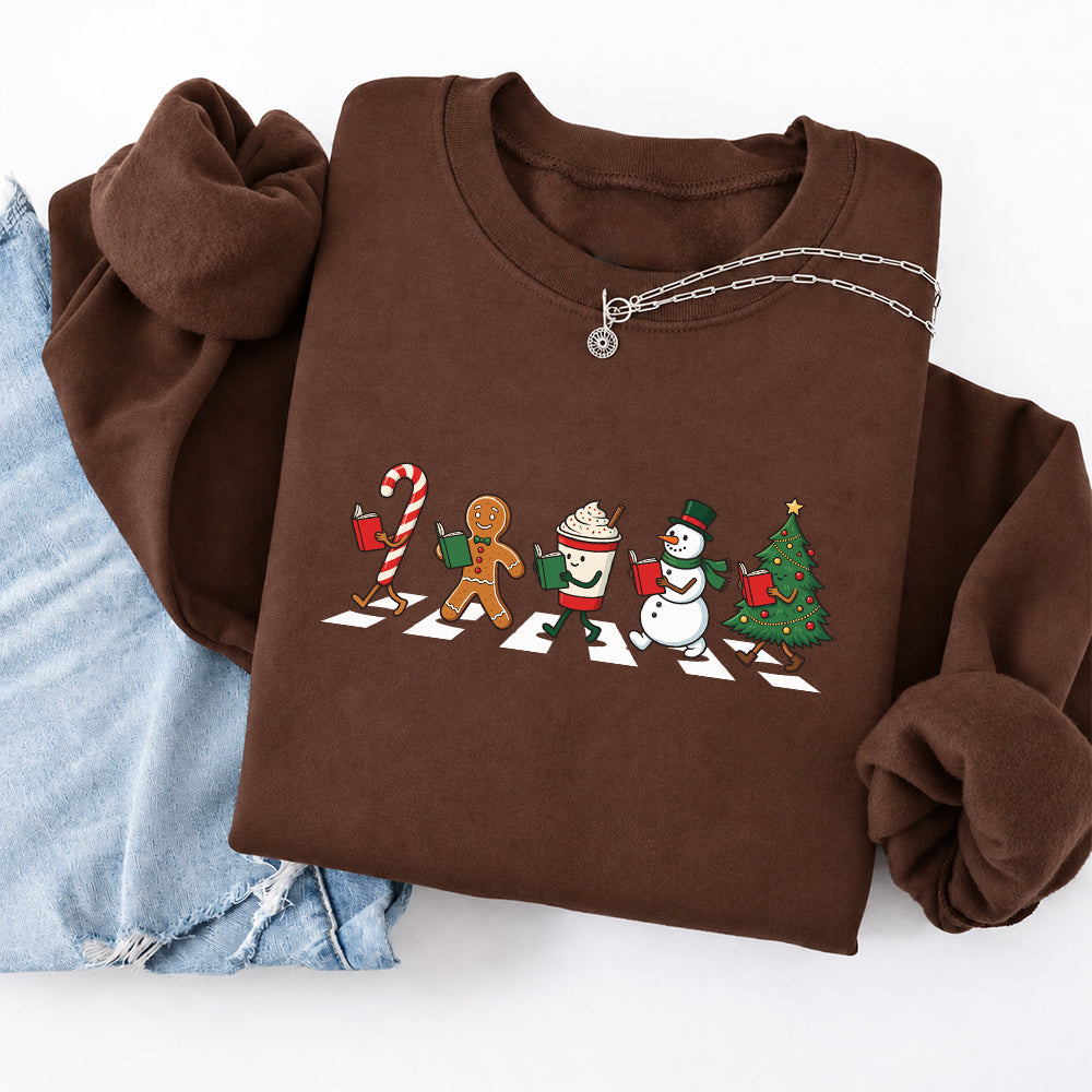 Christmas Reading Parade Softstyle Sweatshirt | Christmas Gift For Readers Cocoa