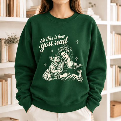 How You Read French Bulldog Softstyle Sweatshirt | Cozy Dog Mom Reader Gift Forest Green