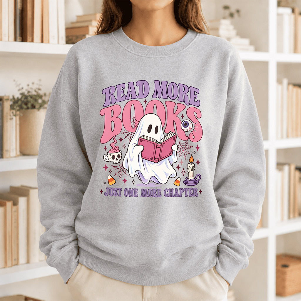 Read More Books Printed Sweatshirt | Halloween Book Lover Gift Sport Grey