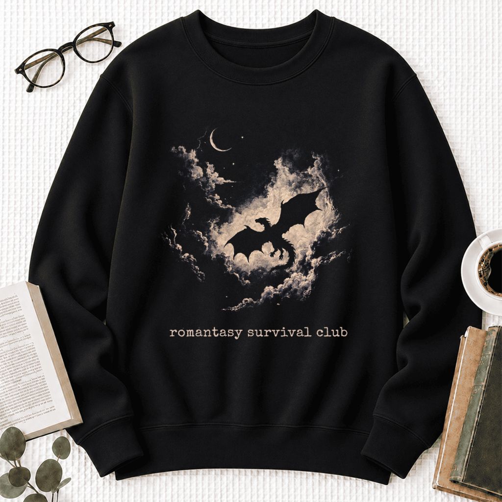 Romantasy Survival Club Softstyle Sweatshirt | Fantasy Reader Gift Black