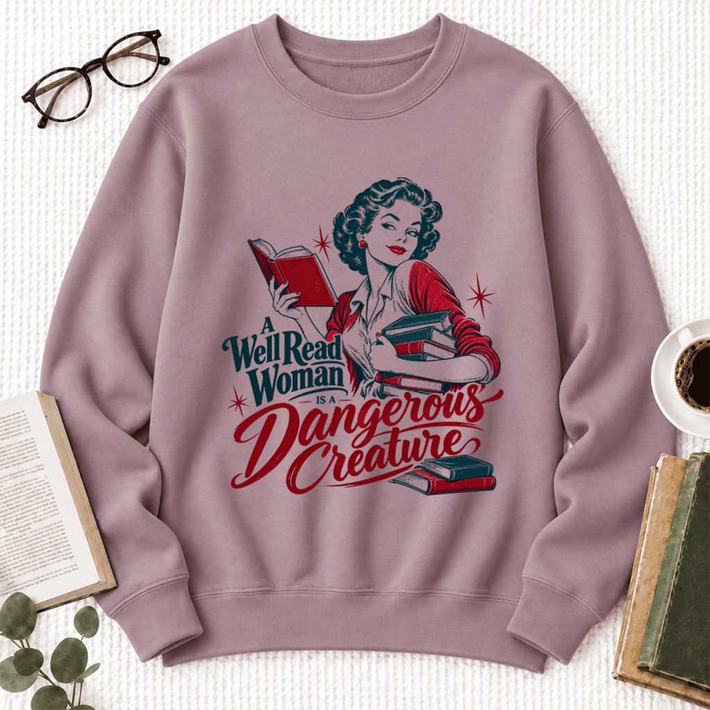 A Well Read Woman Is A Dangerous Creature Softstyle Sweatshirt | Reader Gift Paragon