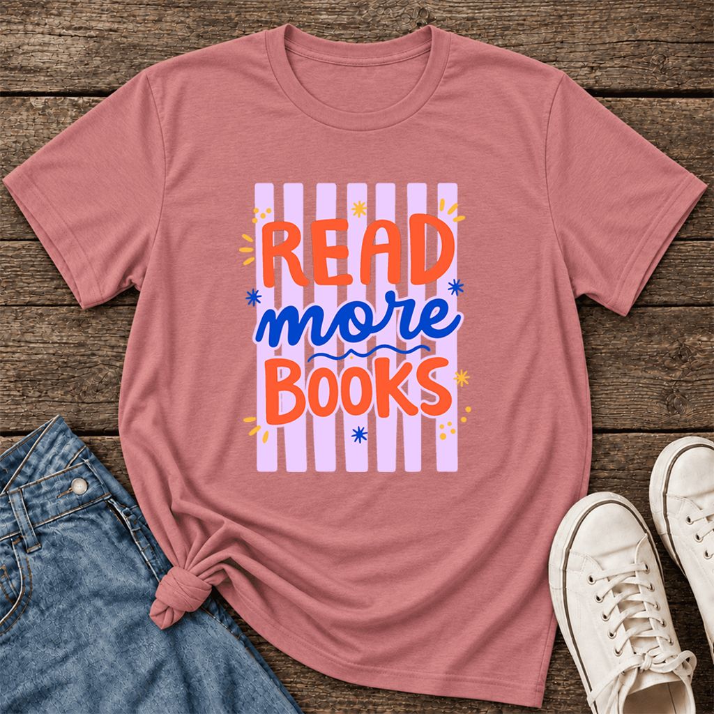Read More Books Ultra-Soft Cotton T-Shirt | Reader Gift Mauve