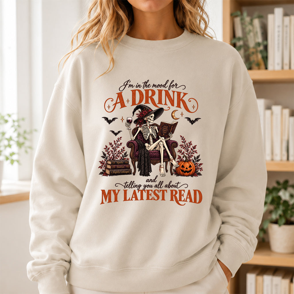 Telling You All About My Lastest Read Printed Sweatshirt | Halloween Reader Gift Sand