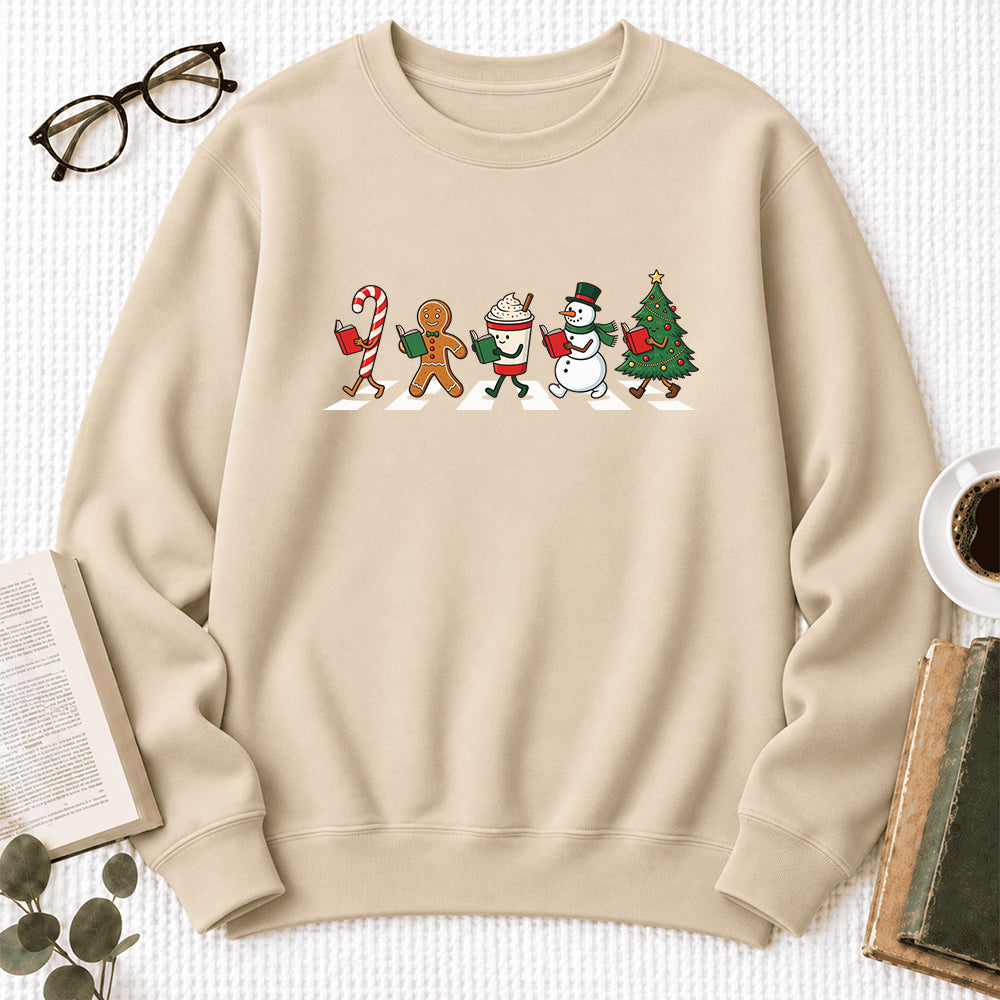 Christmas Reading Parade Softstyle Sweatshirt | Christmas Gift For Readers Sand