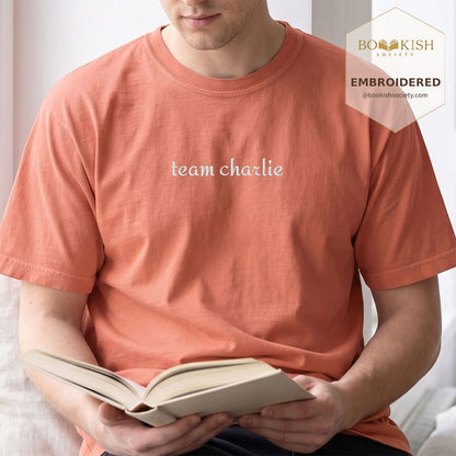 Embroidered Team Charlie Comfort Color® T-shirt Book Lover Gift Terracotta