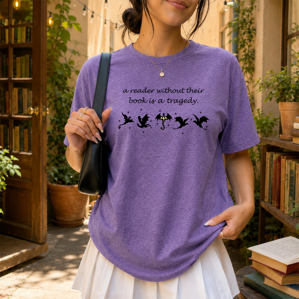A Reader Without Their Book Softstyle T-Shirt | Book Lover Gift Heather Purple