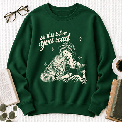How You Read Siberian Softstyle Sweatshirt | Cozy Cat Lover Reader Gift Forest Green