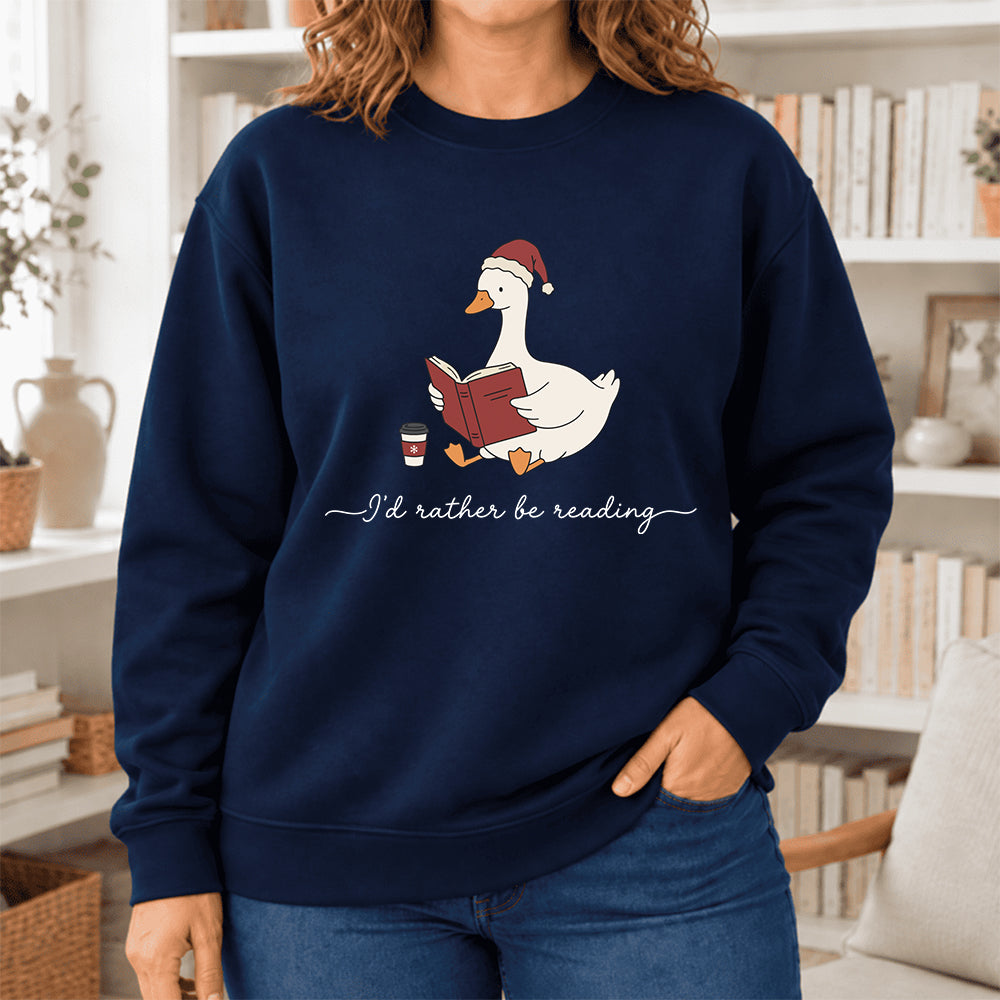 I'D Rather Be Reading Softstyle Sweatshirt | Christmas Book Lover Gift Navy